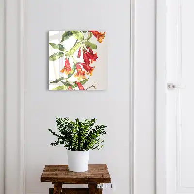 Wall mounted key box Red flowers