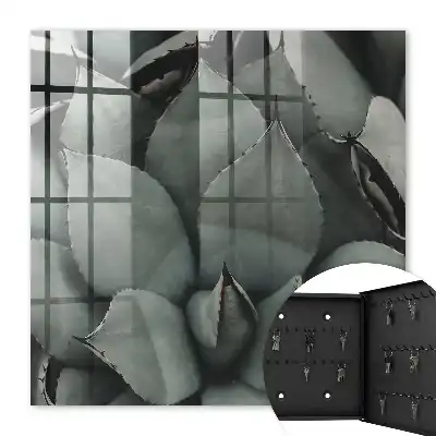 Decorative key box Plant elegance in gray tones