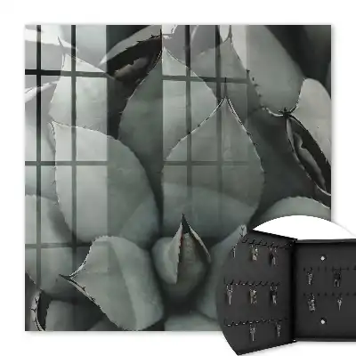 Decorative key box Plant elegance in gray tones