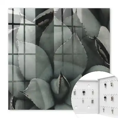 Decorative key box Plant elegance in gray tones