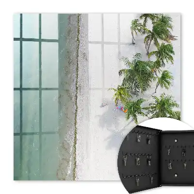 Wall mounted key cabinet Tropical blue water beach