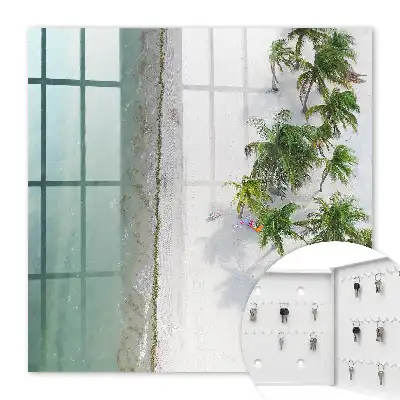 Wall mounted key cabinet Tropical blue water beach