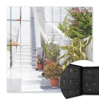 Decorative key box Stairs with potted plants
