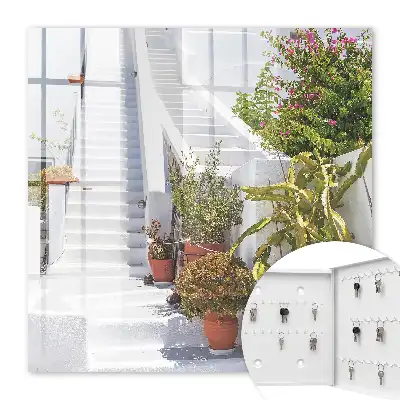 Decorative key box Stairs with potted plants