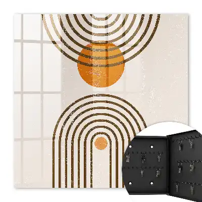 Wall mounted key cabinet Retro geometry warm colors