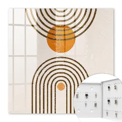 Wall mounted key cabinet Retro geometry warm colors