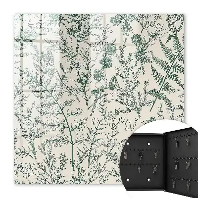 Wall mounted key cabinet Plant motifs in delicate colors