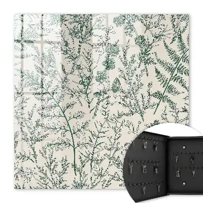 Wall mounted key cabinet Plant motifs in delicate colors