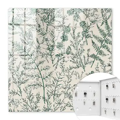 Wall mounted key cabinet Plant motifs in delicate colors