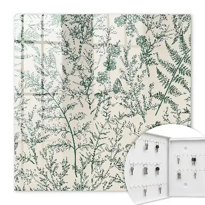 Wall mounted key cabinet Plant motifs in delicate colors