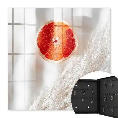 Wall mounted key box Red grapefruit and boho grass cream