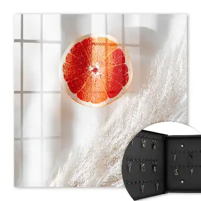 Wall mounted key box Red grapefruit and boho grass cream
