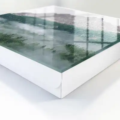 Wall mounted key cabinet Mountain panorama shrouded in fog