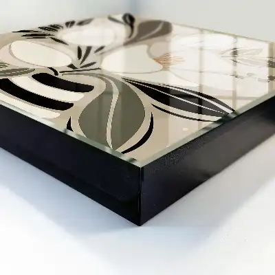 Decorative key box Floral minimalism in beige and black