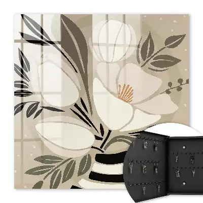 Decorative key box Floral minimalism in beige and black