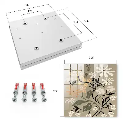 Wall mounted key cabinet Floral motif in calm colors