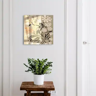 Wall mounted key cabinet Floral motif in calm colors