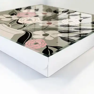 Wall mounted key box Floral composition with a pastel background