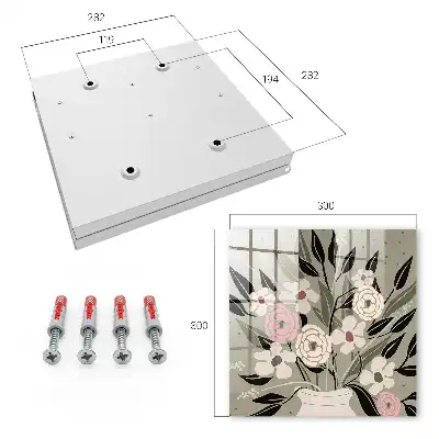 Wall mounted key box Floral composition with a pastel background