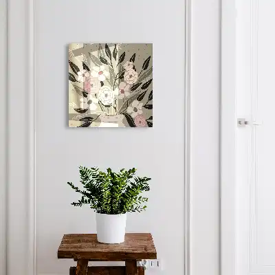 Wall mounted key box Floral composition with a pastel background