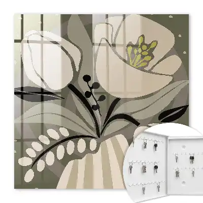Key box for home Beige flowers in delicate colors