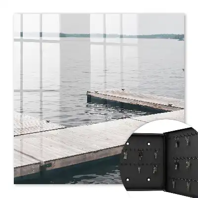 Decorative key box Wooden pier of calm water