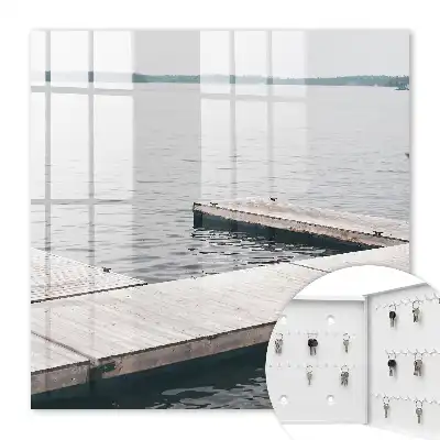 Decorative key box Wooden pier of calm water