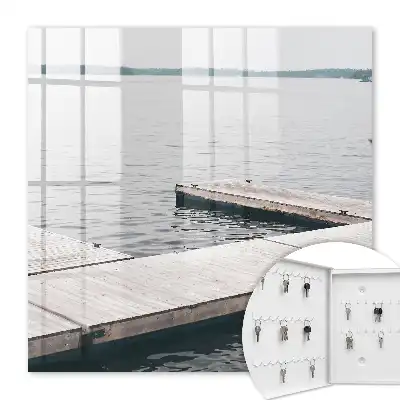 Decorative key box Wooden pier of calm water