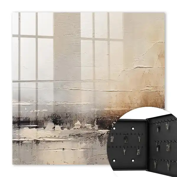 Wall mounted key box Landscape abstract painting with horizontal lines