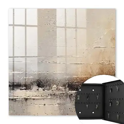Wall mounted key box Landscape abstract painting with horizontal lines