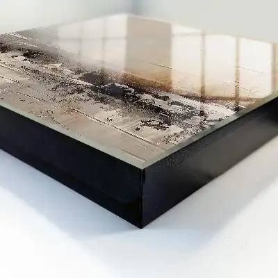 Wall mounted key box Landscape abstract painting with horizontal lines