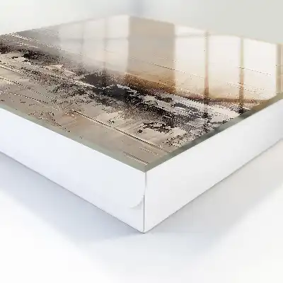 Wall mounted key box Landscape abstract painting with horizontal lines