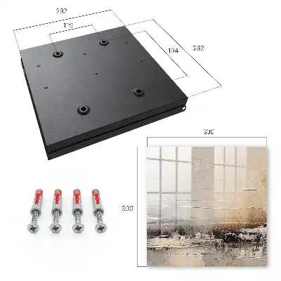 Wall mounted key box Landscape abstract painting with horizontal lines