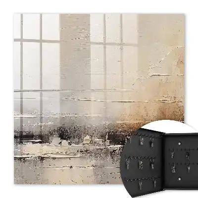 Wall mounted key box Landscape abstract painting with horizontal lines