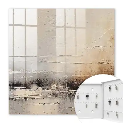 Wall mounted key box Landscape abstract painting with horizontal lines
