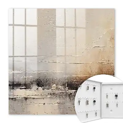 Wall mounted key box Landscape abstract painting with horizontal lines