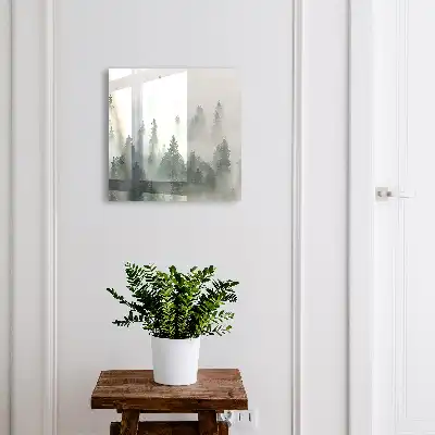 Wall mounted key cabinet Misty forest in the morning fog