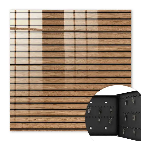 Decorative key box Wooden panels in natural tones