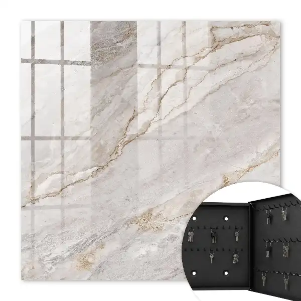 Wall mounted key cabinet Gray marble with cream shades