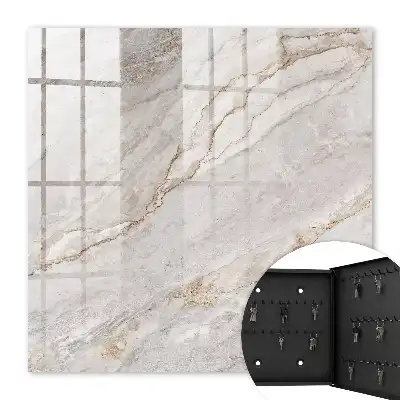 Wall mounted key cabinet Gray marble with cream shades