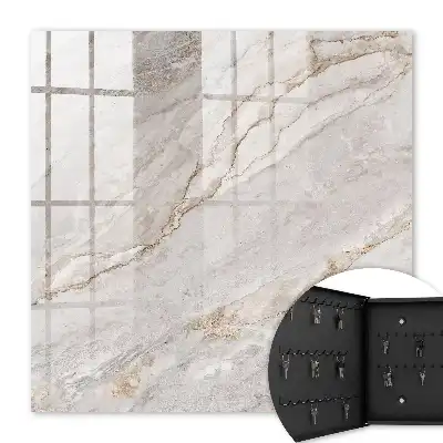 Wall mounted key cabinet Gray marble with cream shades