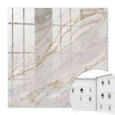 Wall mounted key cabinet Gray marble with cream shades