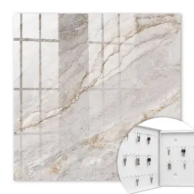 Wall mounted key cabinet Gray marble with cream shades