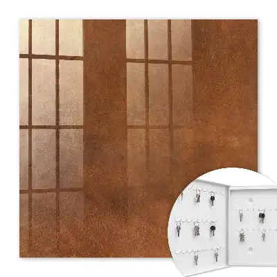 Key cabinet with earthy brown texture