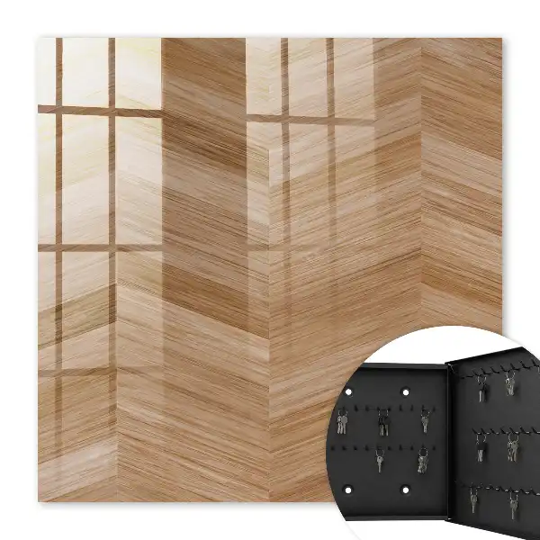 Key box for home Wooden herringbone in browns and beiges