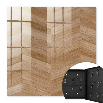 Key box for home Wooden herringbone in browns and beiges