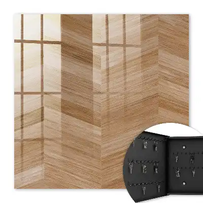 Key box for home Wooden herringbone in browns and beiges