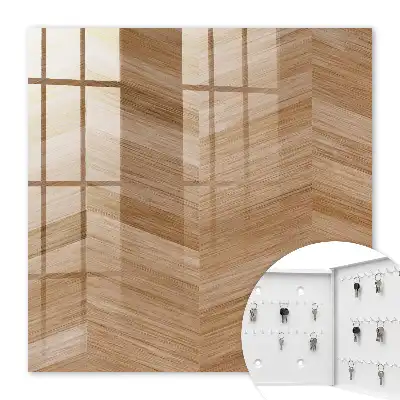 Key box for home Wooden herringbone in browns and beiges