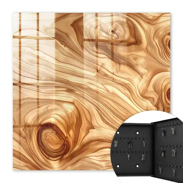 Decorative key box Wooden waves in warm tones