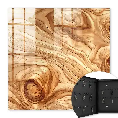 Decorative key box Wooden waves in warm tones